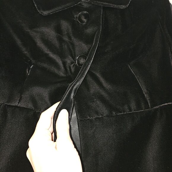 Candi Wrap Vintage 70s Lined Black Velvet Maxi Opera Coat USA Whimsigoth Goth S - Picture 12 of 12